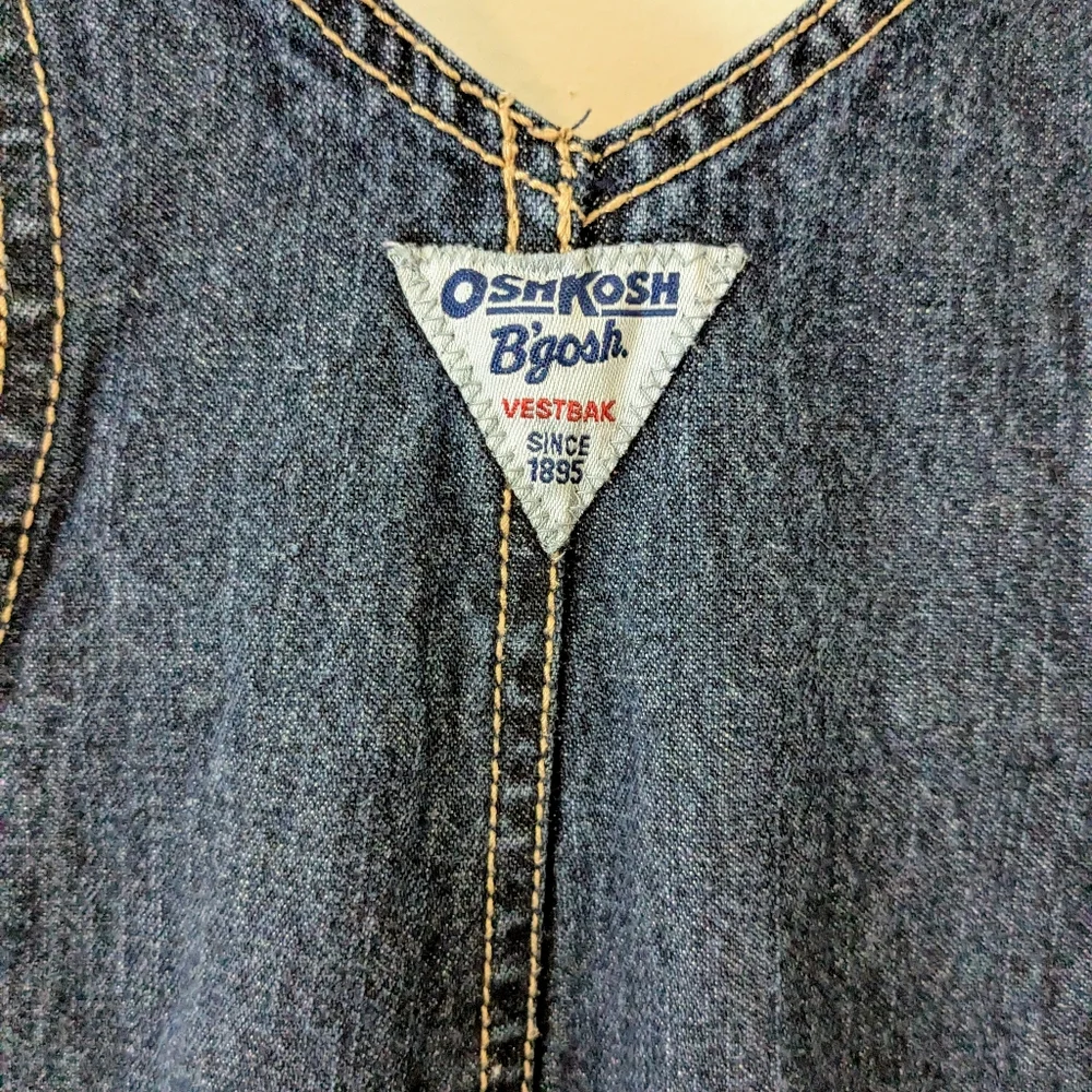 OshKosh B'Gosh Vestback Overalls Size 18M Denim Moose Embroidered Plaid Holiday